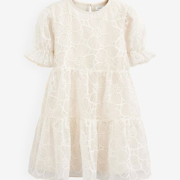 Next Direct Other - Next Direct England Organza Floral Tiered Party Dress Ivory Ecru Cream 12Y